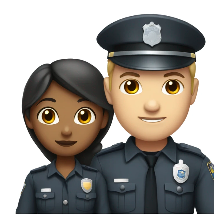 Civil Girl and police man with dark grey uniform sticker
