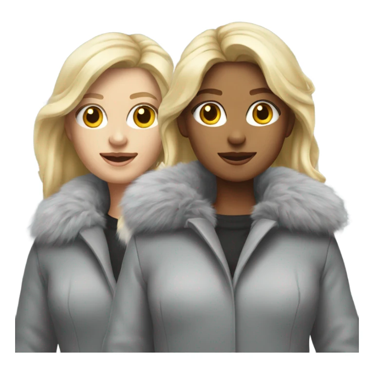 Two blondies in grey fur coats  sticker