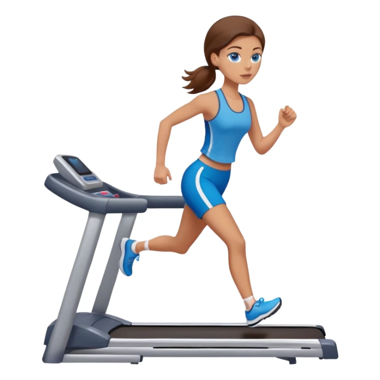 white girl with brown hair and blue-eyes, on treadmill sticker