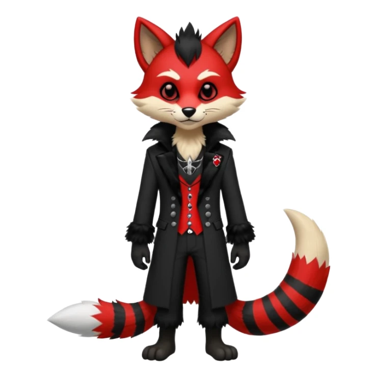 Anthropomorphic Anthro Furry punky gothic black white and red badass cool stylish handsome smexy Animal-furry-fursona sticker