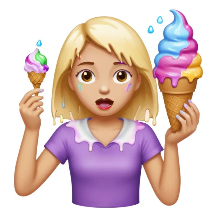 Girl throwing up ice cream sticker