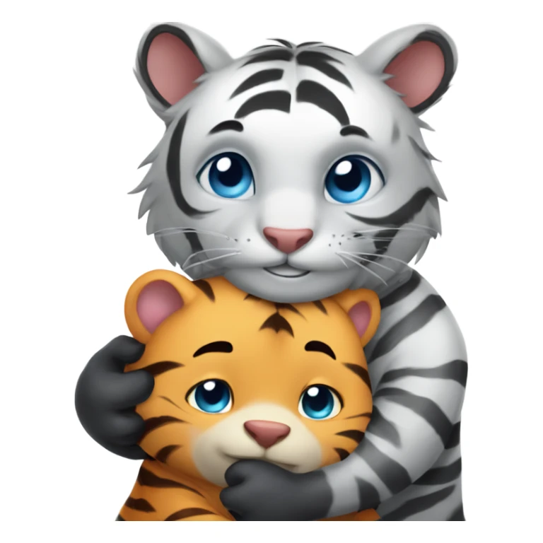 Cute tiger with blue eyes hugging a wombat sticker