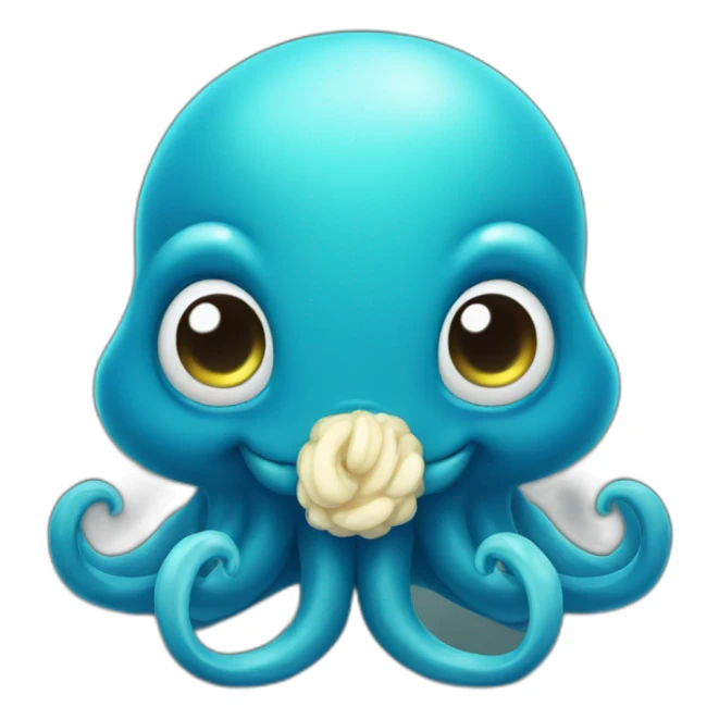 cute blue kraken with adorable face  loving sticker
