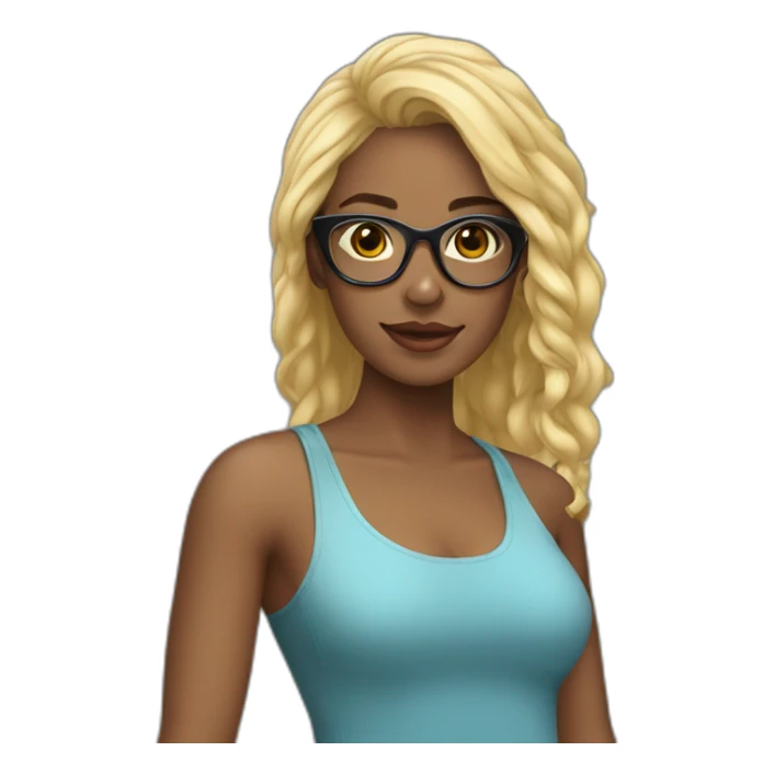 joven-mujer-cabello-negro-y-lentes sticker