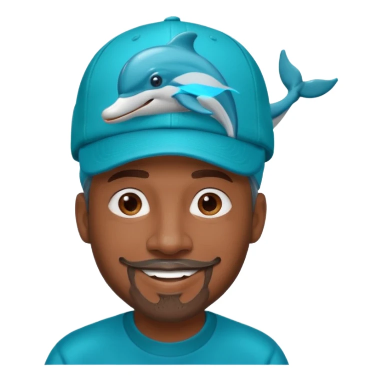 Black man with gray goatee wearing a Dolphins cap sticker