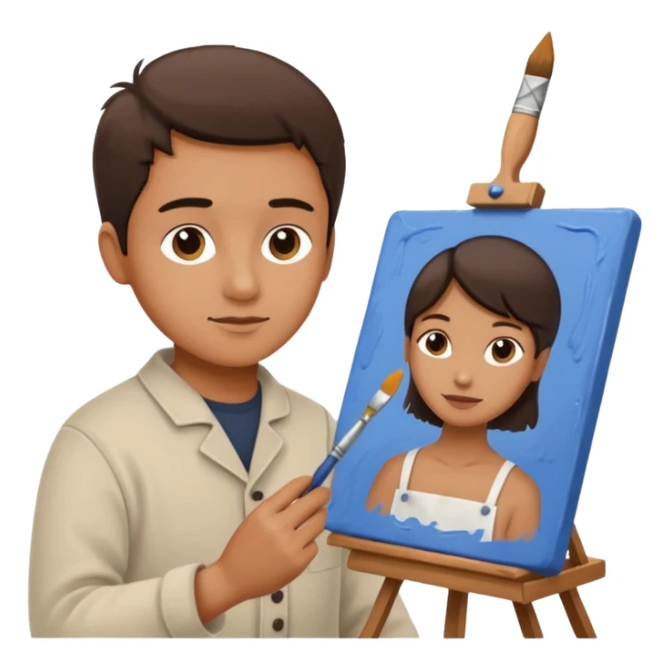 person quietly painting on canvas sticker