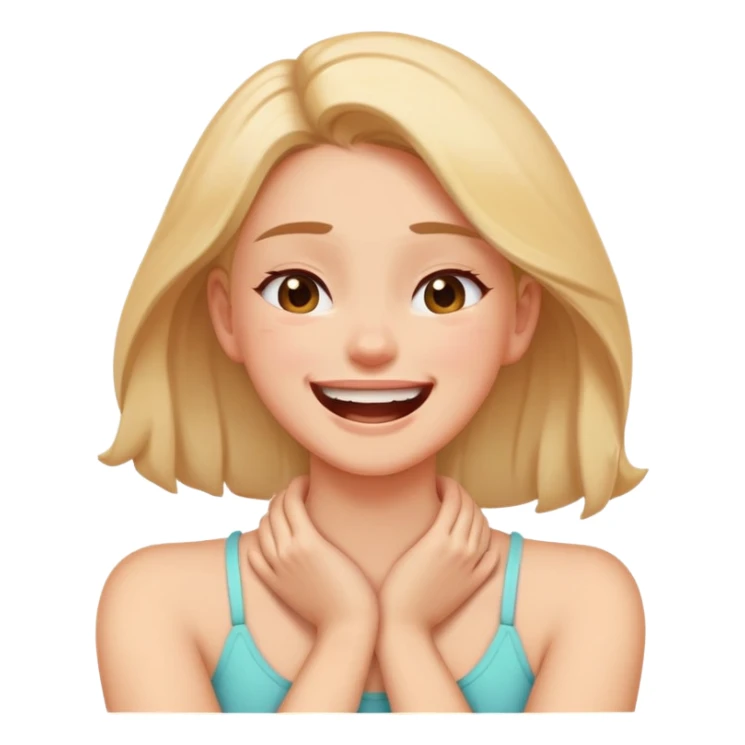 Girl with hands on her neck crossing laughing aggressively  sticker