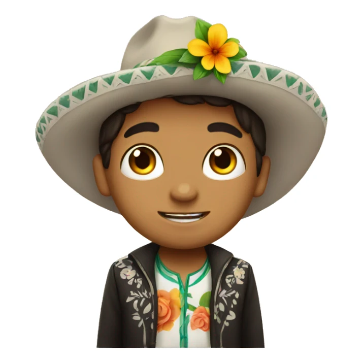 Cute mexican boy with flower sticker