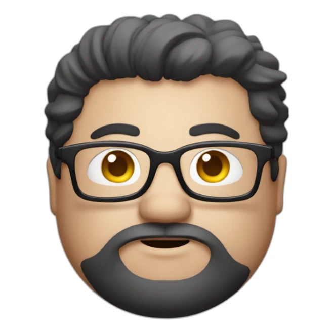 Fat man con gafas y el pelo corto diciendo hola sticker