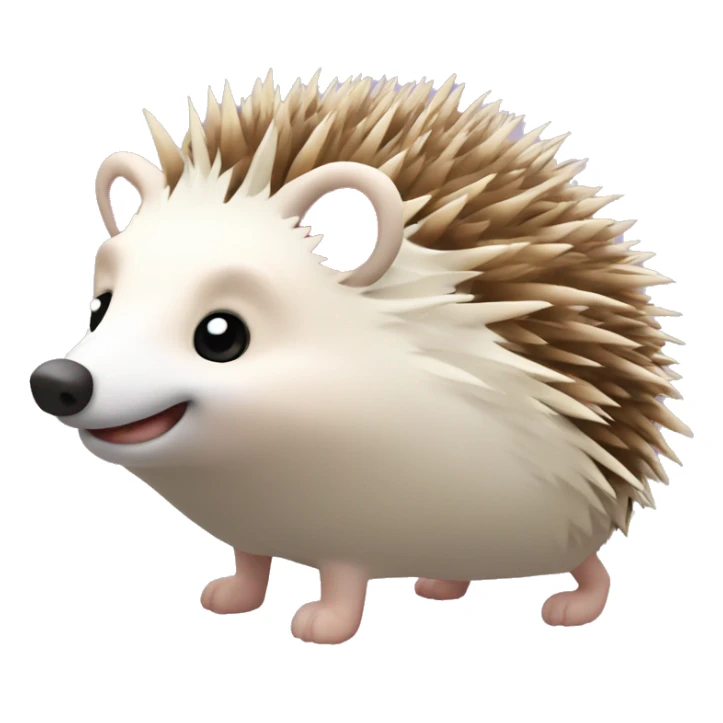Hedgehog white creamy quills one pink ear one brown ear different colored ears sticker