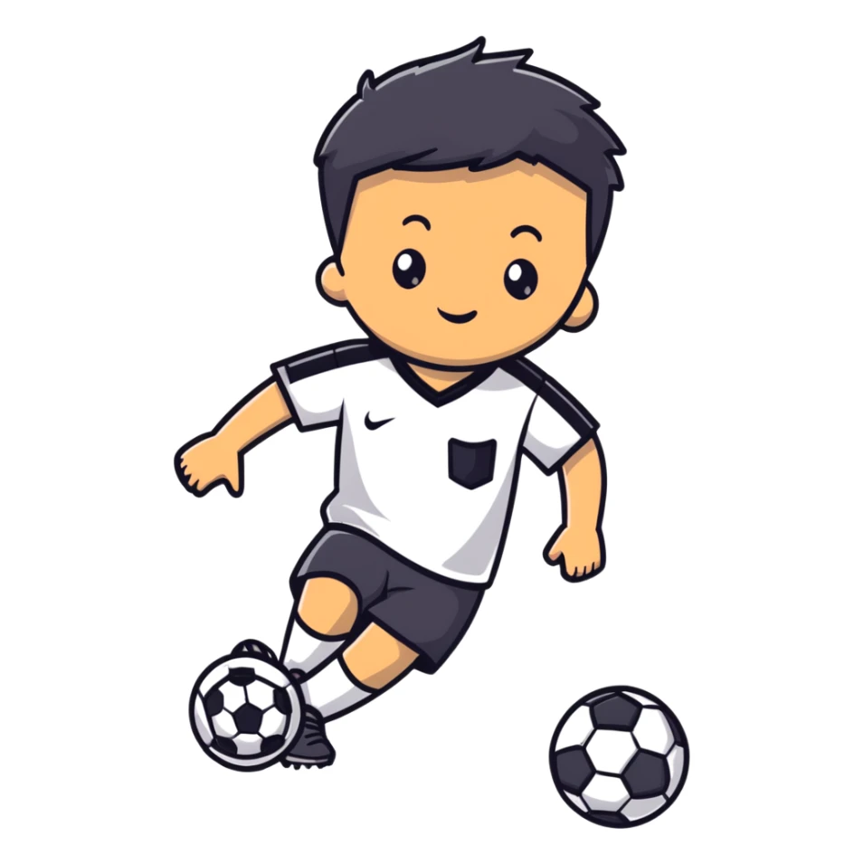 Boy with a soccer ball, holding it or playing with it sticker