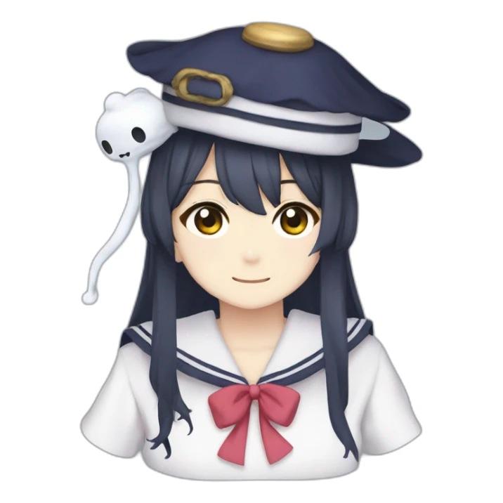 hanako toilet bound yokai hat sailor hat anime ghost sticker