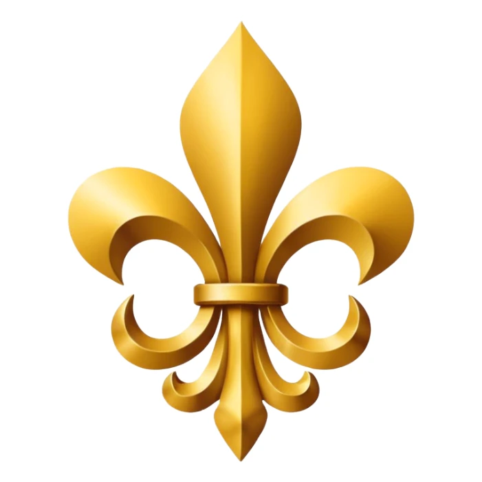 Minimal emoji-style Louisiana Creole flag with a deep blue background, a single gold five-pointed star in the upper left, and three gold fleur-de-lis below it. Flat vector design, clean lines, high contrast, no text, clear at small size. sticker