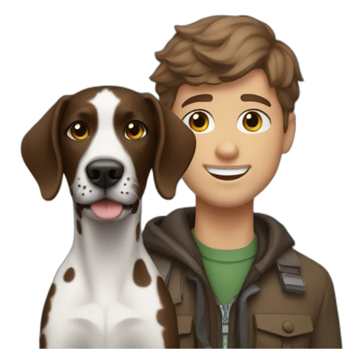 human cole and his german short hair pointer named scout sticker