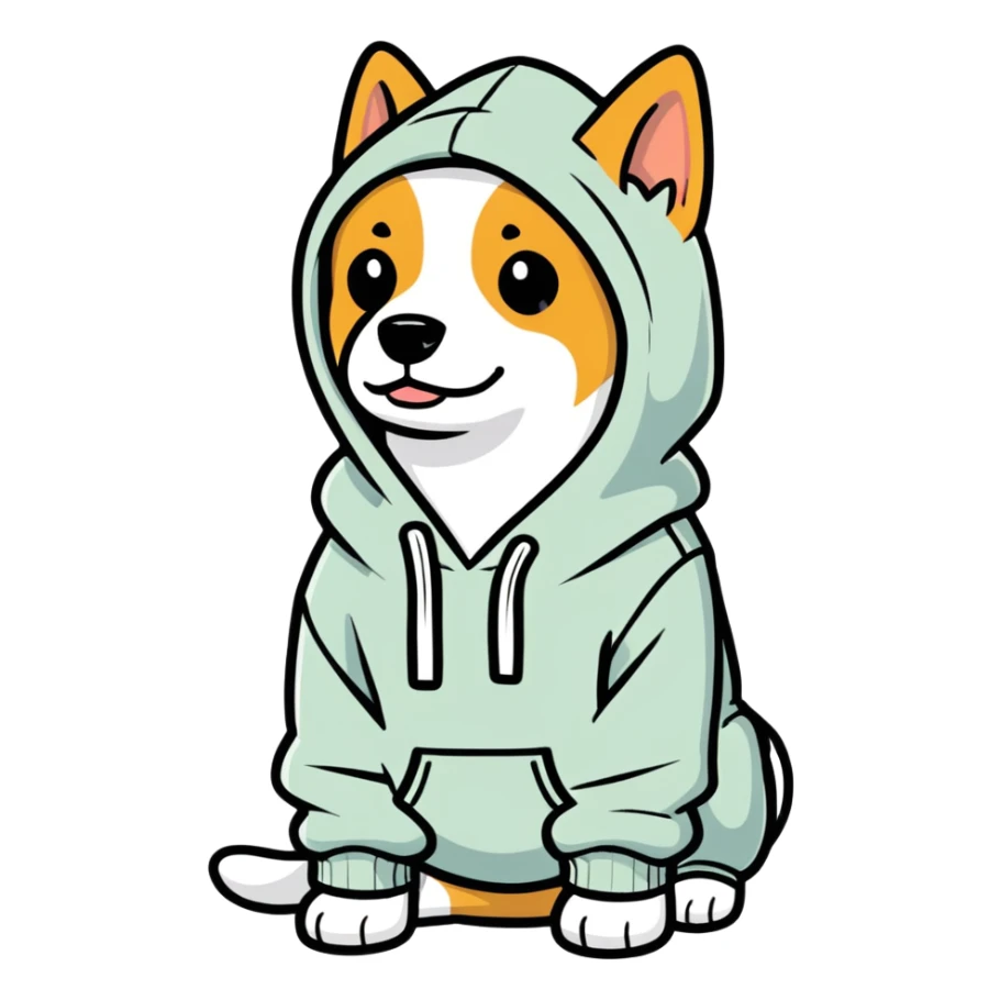 Dog wearing a hoodie  sticker