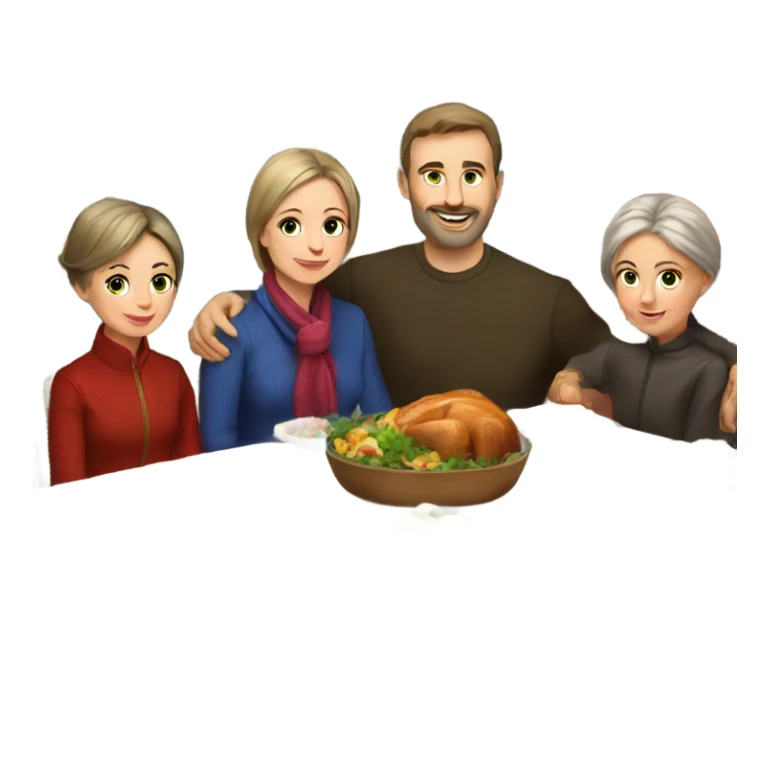 Russian family sitting at the New Year's table sticker