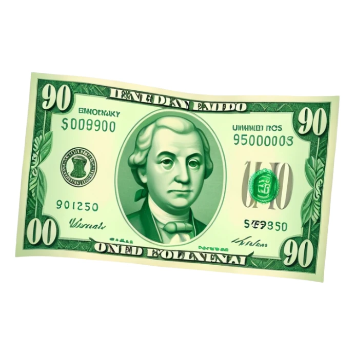 Scritta "banconota con scritto 90" sticker