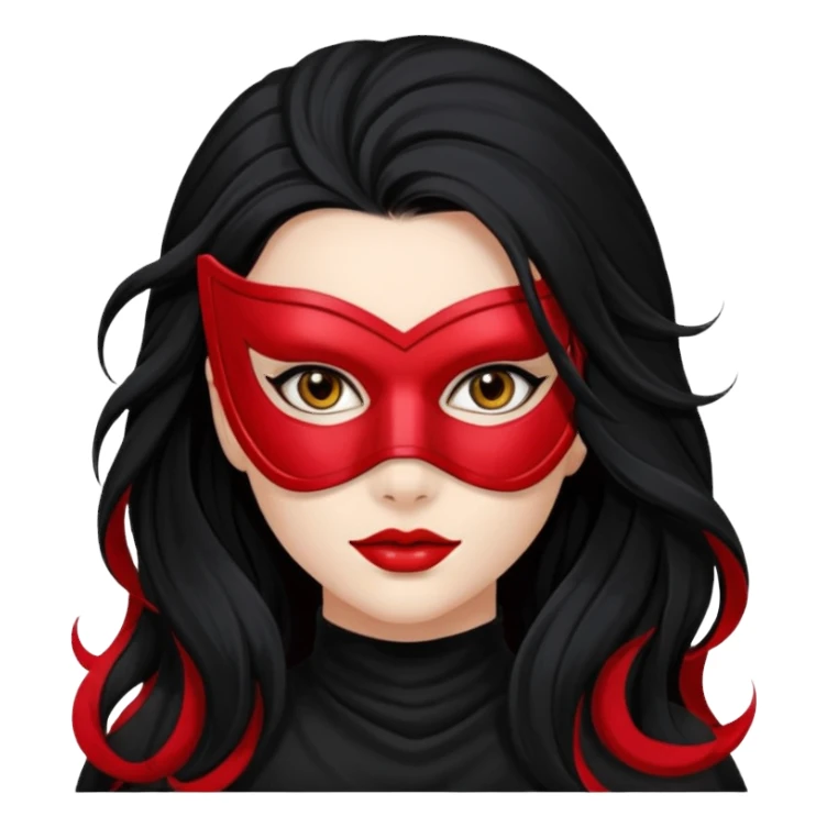 a beautiful girl wearing red mask sticker