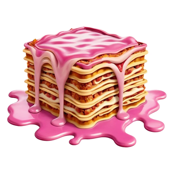 surreal salvadore dali style melting spam pink meat lasagna landscape sticker