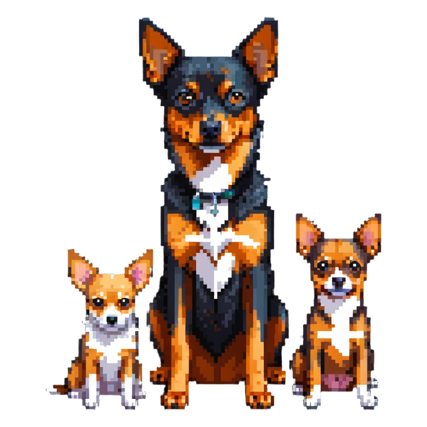 two shepherd dogs and a miniature pinscher Chihuahua together sticker