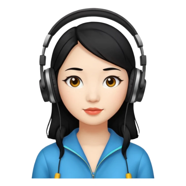 Chinese Virtual Assistant with Black Hair with headphone on sticker