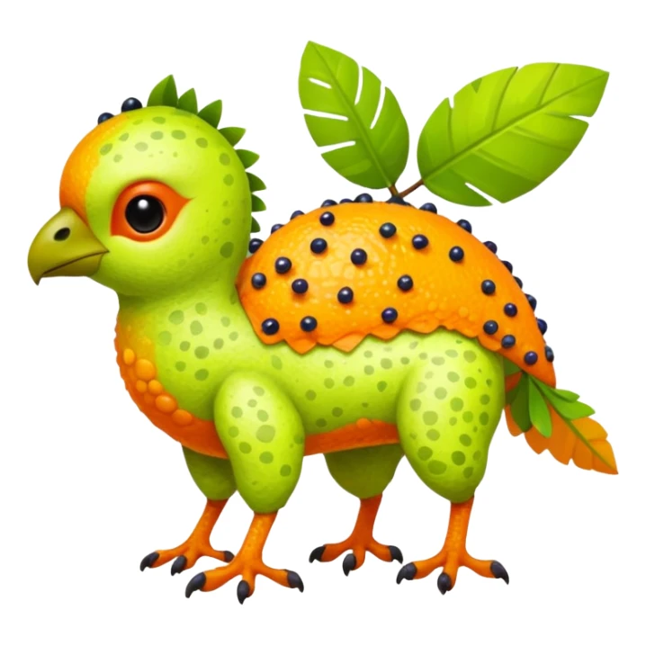 Bright Tropical Fruit-Colored Lime-Orange-Berry Speckled Vernid-Trico-creature inspired by LiLaiRa (full body) sticker