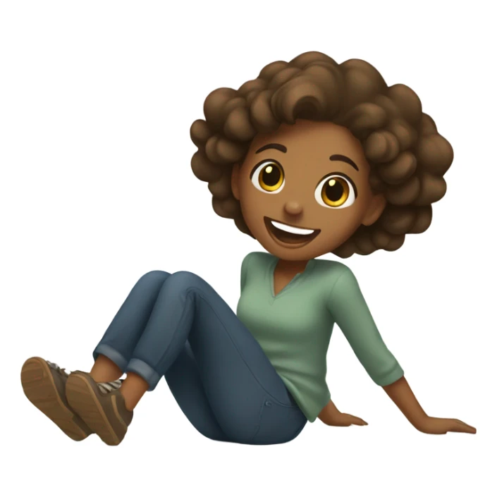 Brown girl Rolling on the floor laughing  sticker