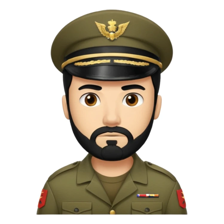 male soldier black hair and beard tyle sticker