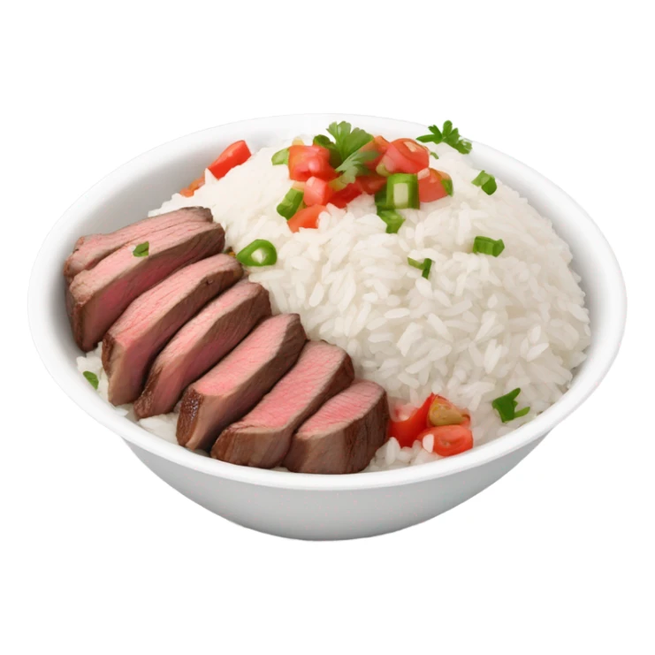 Chipotle bowl white oval with steak and rice and pico de gallo sticker