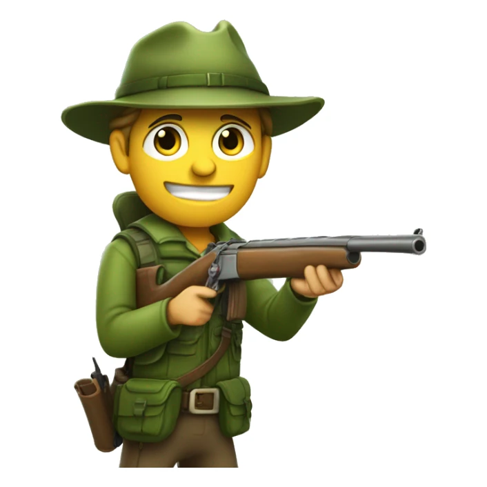 Greensish syle hunter with huntignrifle aiming twords right sticker