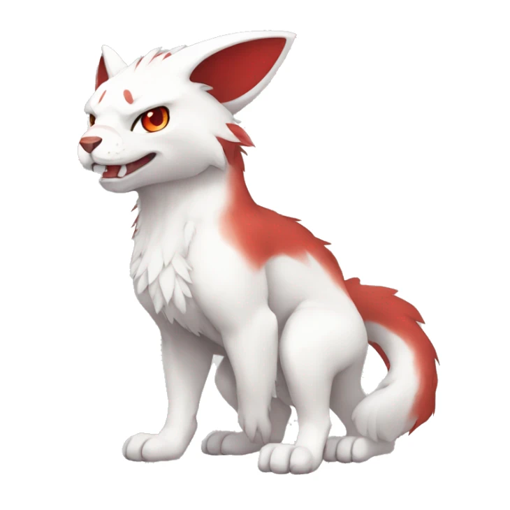 Cute cool white red animal hybrid Fakemon full body sticker