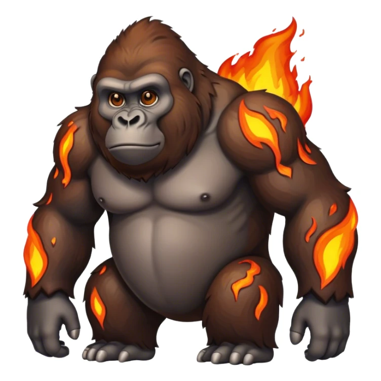 Gorilla with no legs that is made of lava sticker