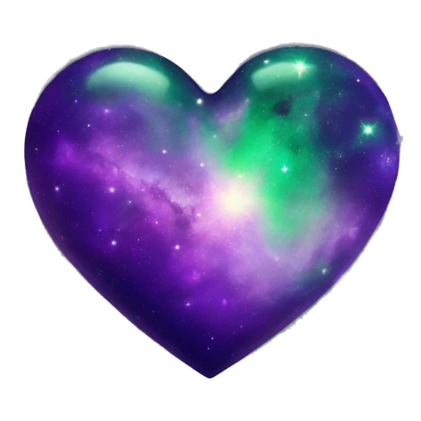 green and purple galaxy heart sticker