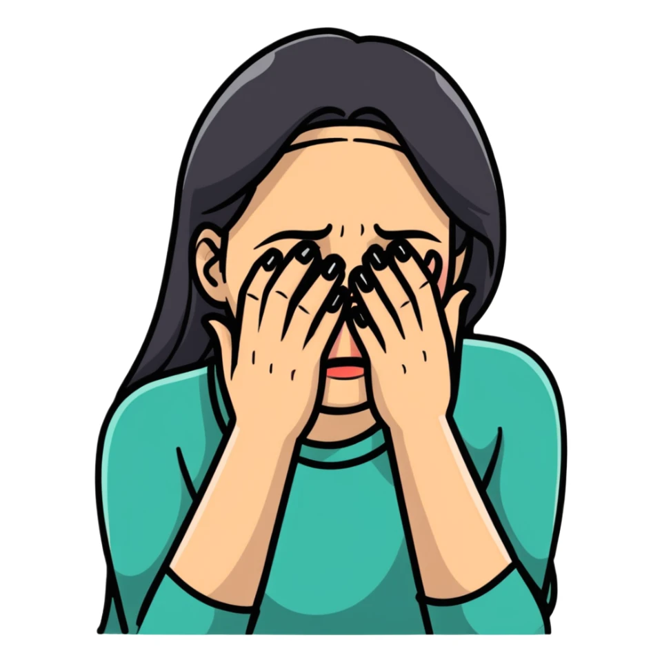 crying woman covering her face with hands sticker