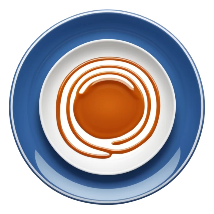 Minimal icon of a white plate with a thin, Michelin-style sauce drizzle forming a clear, distinct C shape in accent color #FF3D00. sticker