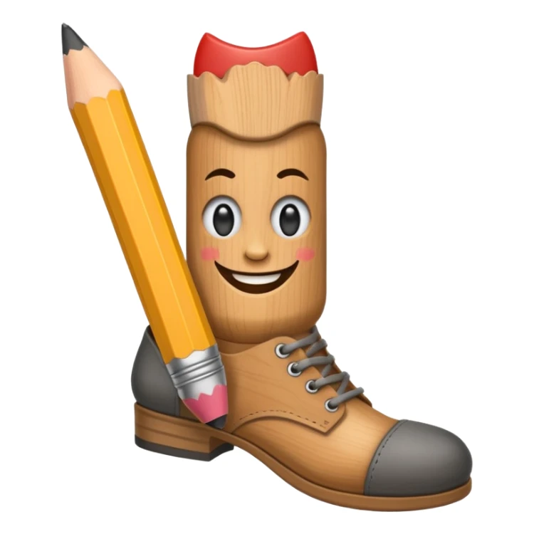 a pencil with a mad smile face and has human feet sticker