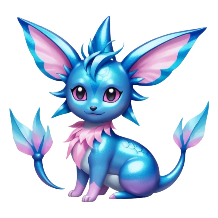 Black Oily Smooth Glossy Glittery Scaled Shiny Winged Divine Ethereal Beautiful Elegant Pretty Vaporeon-Glaceon-Sylveon-Amaura-Fakémon-fusion sticker