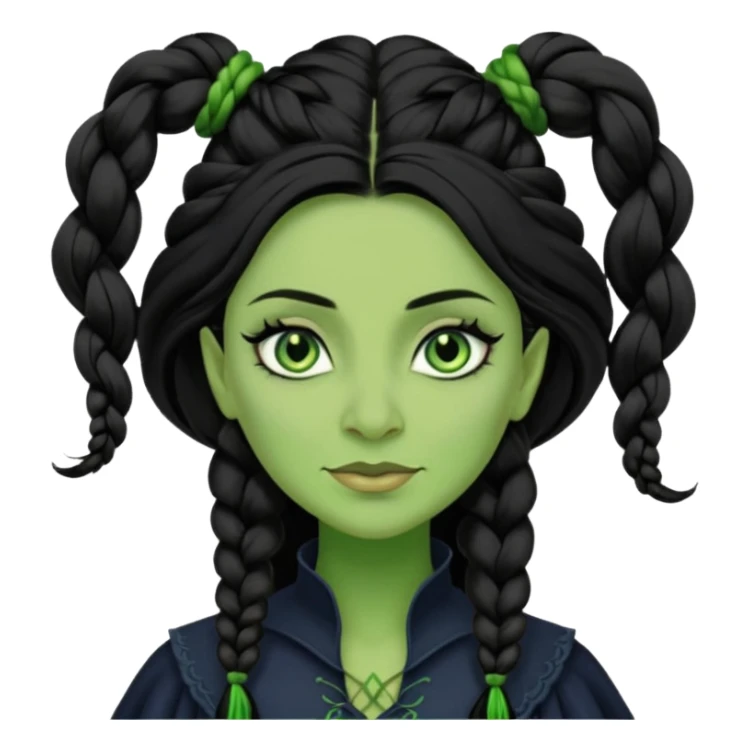 wicked elphaba cynthia  one_sided braid black hair  sticker