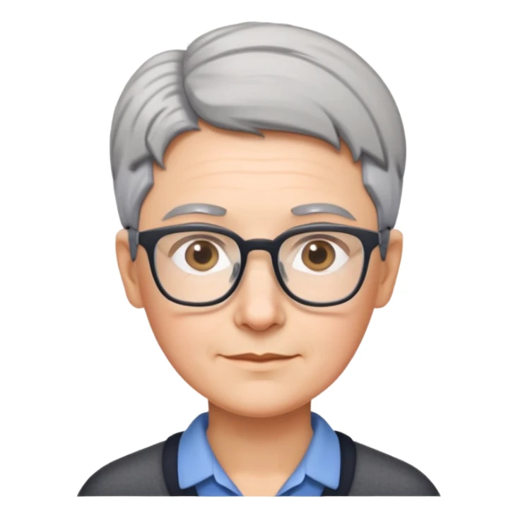 School teacher with short gray hair and prescription glasses sticker