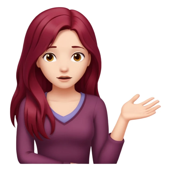 Beautiful long burgundy haired girl, shrugging shoulders sticker