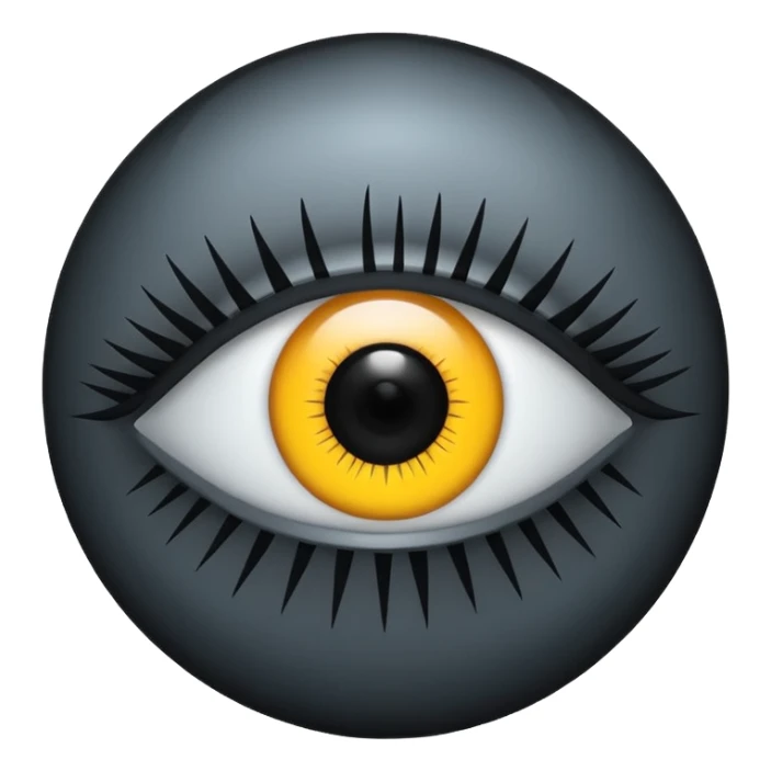 Minimal emoji, gothic futuristic eye, cold grey sclera, pupil replaced by a solid black number 8, occult cyber aesthetic, sharp clean lines, flat emoji design, centered, transparent background sticker