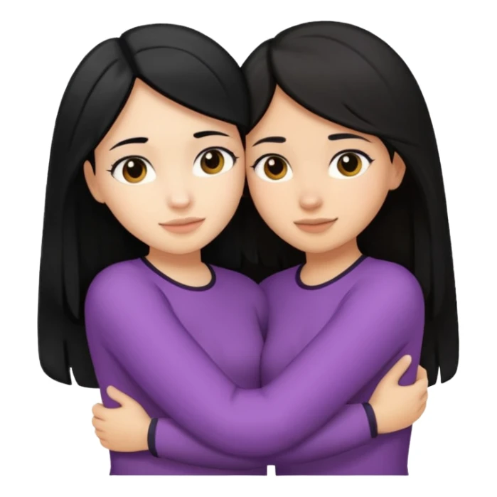 two girls - 1 black haired light skin and second is light skin brunette are hugging sticker