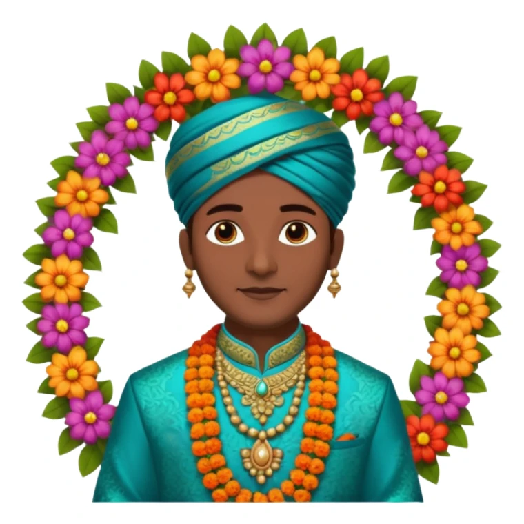 indian groom holding garland sticker