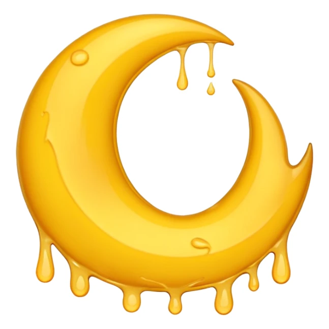 Melting waning crescent in yellow colour look more real sticker