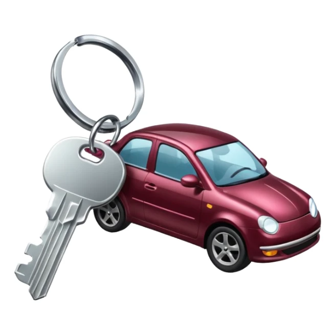 The car keys are burgundy sticker