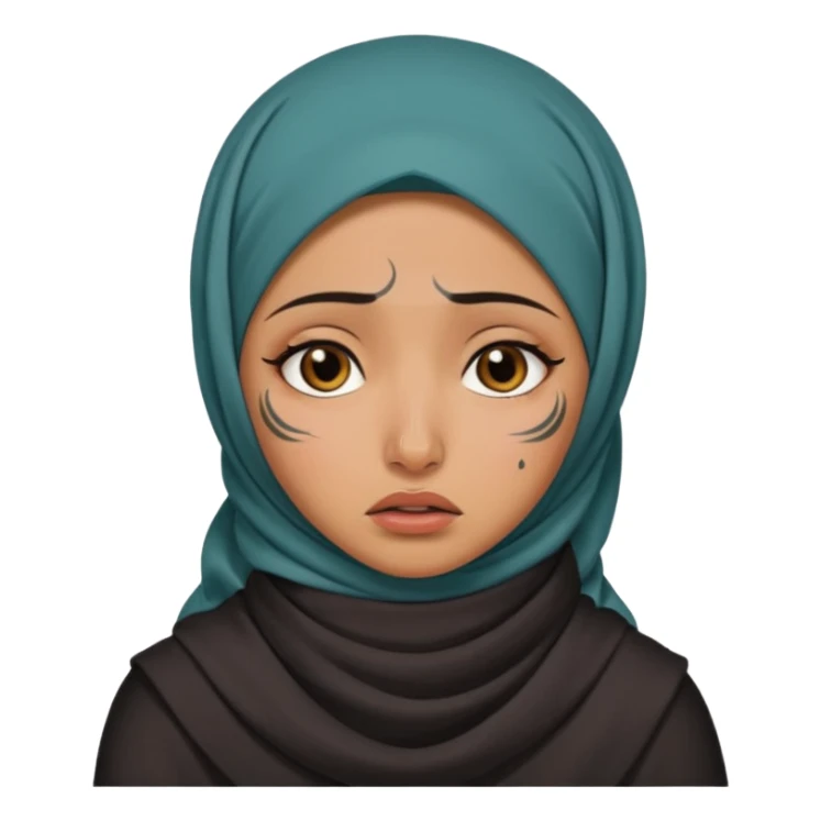 arab hijab ancient cry girl with tatooed sticker