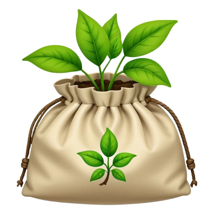 a knotted bag with a picture of a plant on it sticker