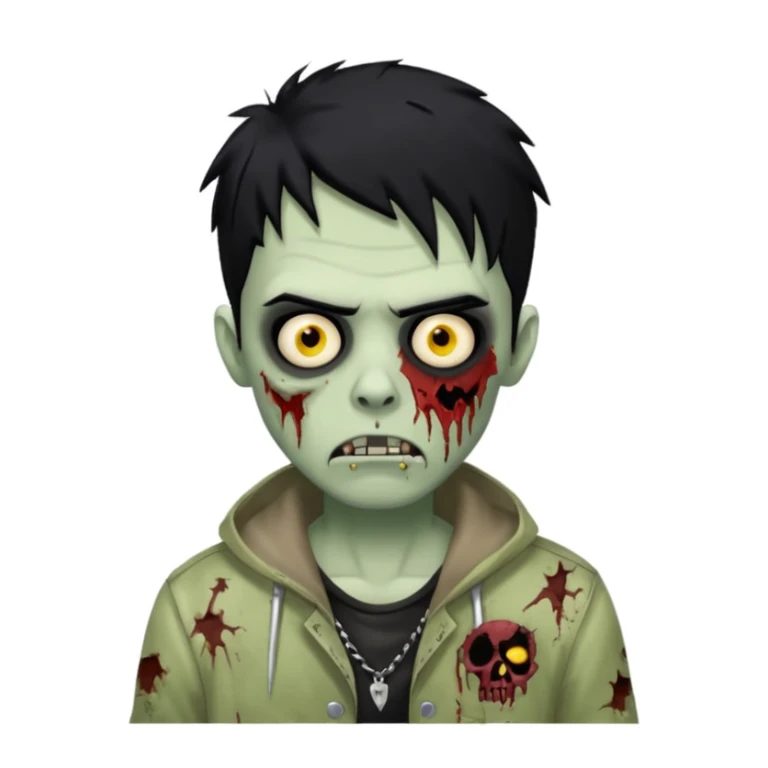 zombie, trapstar, Black hair black eyebrow sticker
