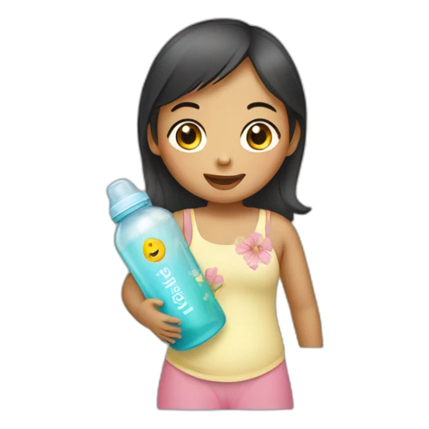 Indonesian girl with baby bottle sticker