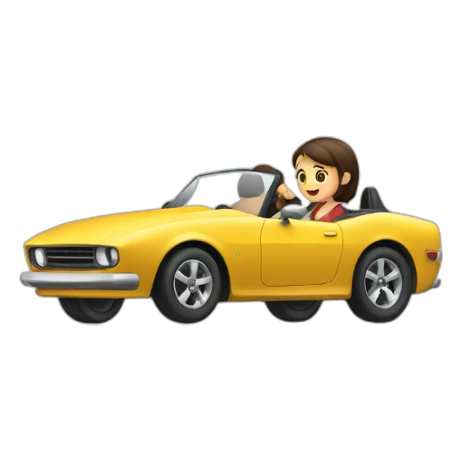 Brunette-boy-and-brunette-girl-roadster-car-driving sticker